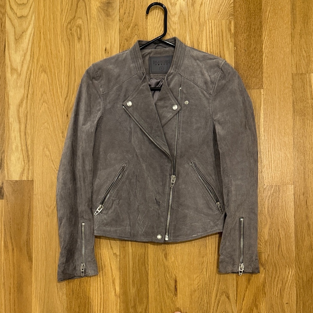 Blank NYC Women's Gray Leather Jacket